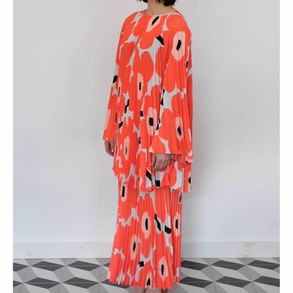 Marimekko Lepatus Pleated Unikko Print Tunic & Skirt Two-Piece Set Size XS - Picture 13 of 15